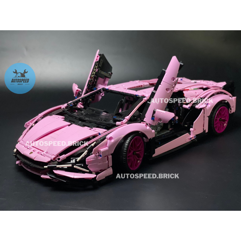 Mô hình lắp ráp xe technic Lamboghini Sian Pink màu hồng nonlego , đồ chơi lắp ráp siêu xe lamboghini autospeed lepin