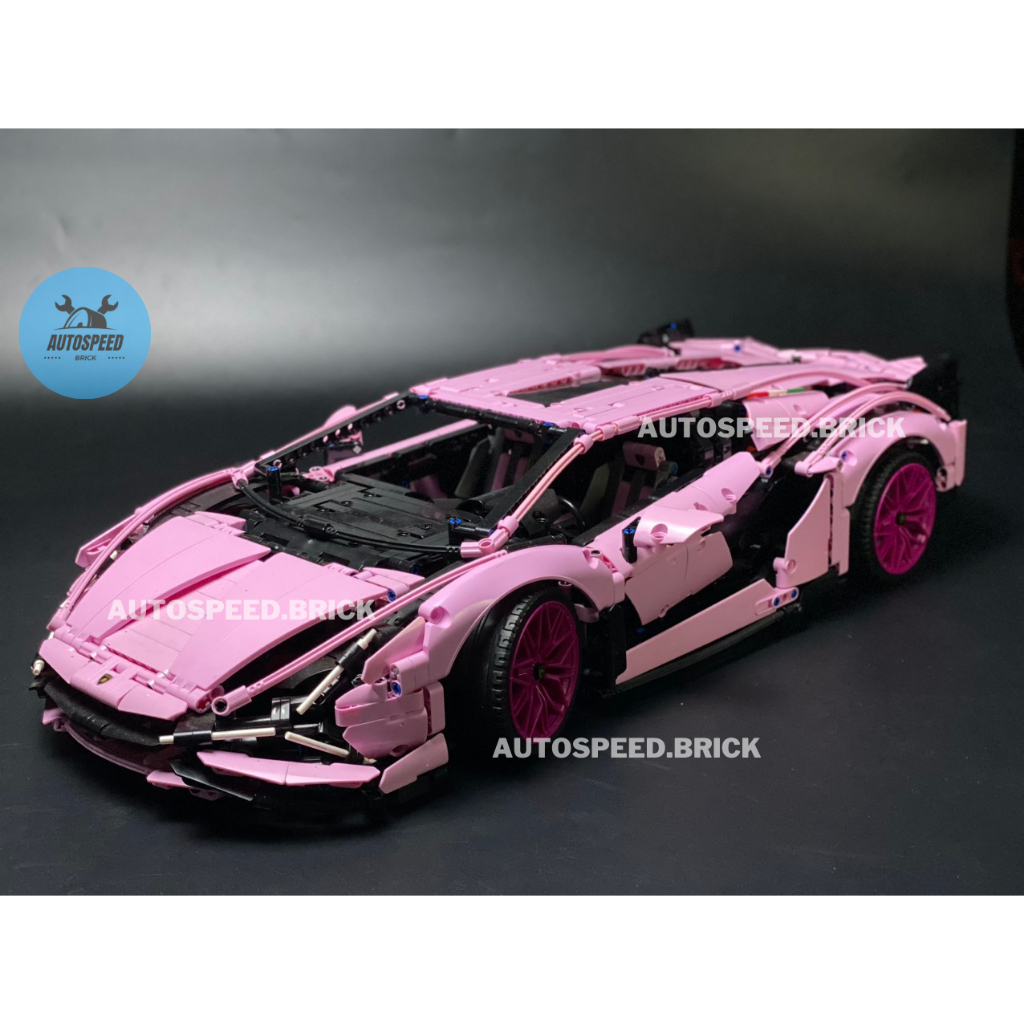 Mô hình lắp ráp xe technic Lamboghini Sian Pink màu hồng nonlego , đồ chơi lắp ráp siêu xe lamboghini autospeed lepin