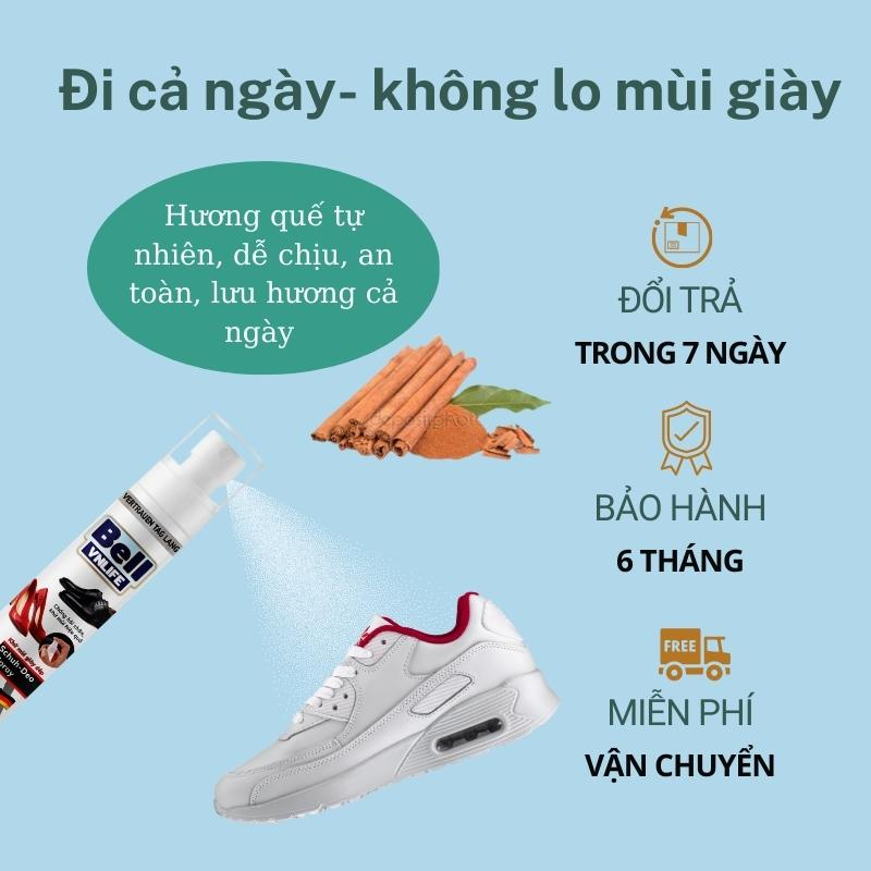 Chai xịt khử mùi hôi giày dép BELL hương Quế tự nhiên, lưu hương lâu, loại bỏ mùi tất, hôi chân, giảm việc ra mồ hôichân