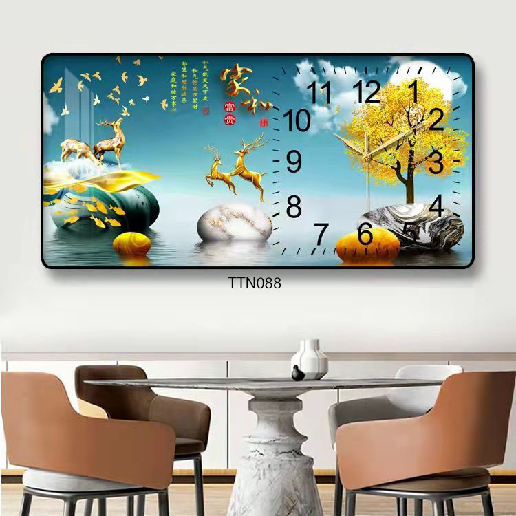 Tranh Đồng Hồ Tráng Gương 5D Khung Cảnh Trìu Tượng May Mắn - Simple House, Trang Trí Phòng Khách, Decor Phòng Làm Việc.