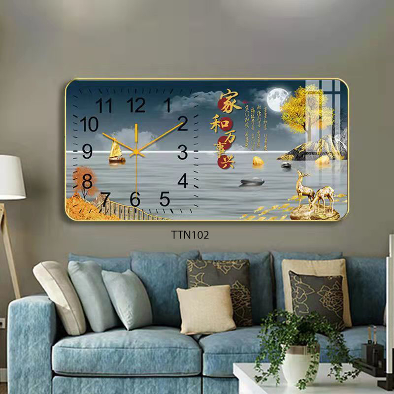 Tranh Đồng Hồ Tráng Gương 5D Khung Cảnh Trìu Tượng May Mắn - Simple House, Trang Trí Phòng Khách, Decor Phòng Làm Việc.