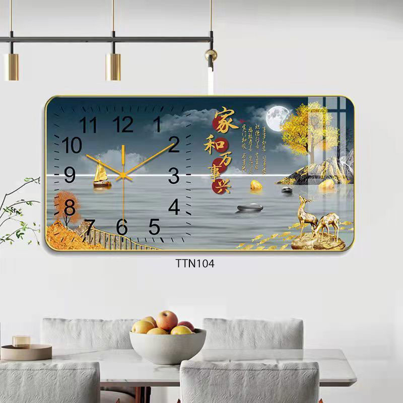 Tranh Đồng Hồ Tráng Gương 5D Khung Cảnh Trìu Tượng May Mắn - Simple House, Trang Trí Phòng Khách, Decor Phòng Làm Việc.