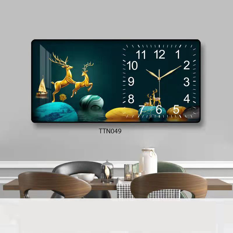 Tranh Đồng Hồ Tráng Gương 5D Khung Cảnh Trìu Tượng - Simple House, Trang Trí Phòng Khách,Decor Phòng Làm Việc.