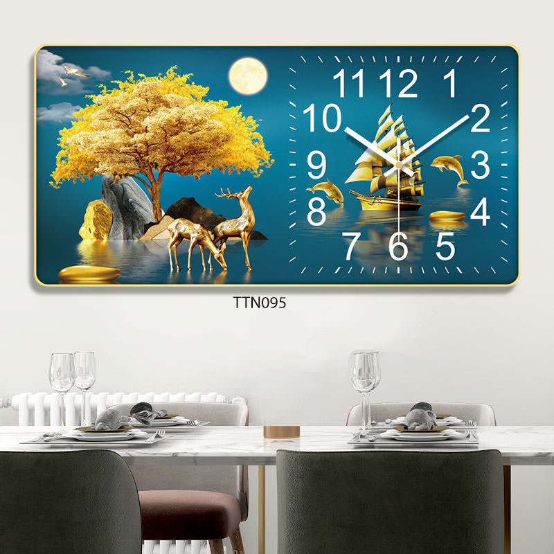 Tranh Đồng Hồ Tráng Gương 5D Khung Cảnh Trìu Tượng May Mắn - Simple House, Trang Trí Phòng Khách, Decor Phòng Làm Việc.