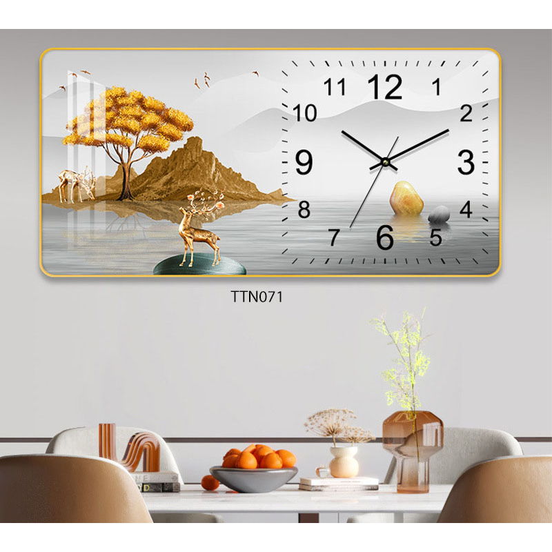 Tranh Đồng Hồ Tráng Gương 5D Khung Cảnh Trìu Tượng - Simple House, Trang Trí Phòng Khách,Decor Phòng Làm Việc.