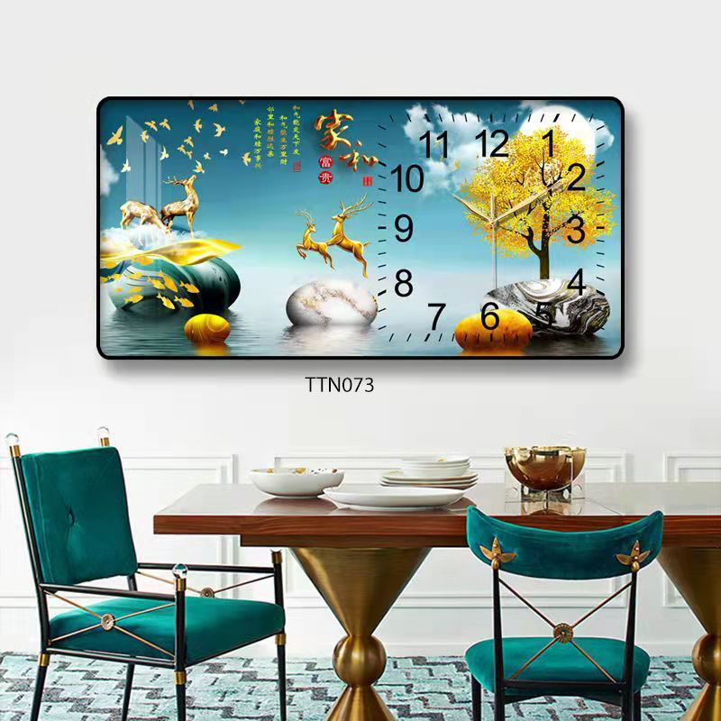 Tranh Đồng Hồ Tráng Gương 5D Khung Cảnh Trìu Tượng - Simple House, Trang Trí Phòng Khách,Decor Phòng Làm Việc.