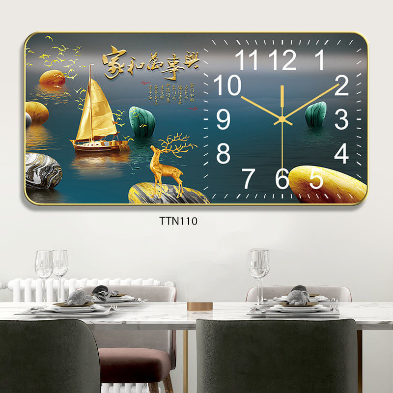 Tranh Đồng Hồ Tráng Gương 5D Khung Cảnh Trìu Tượng May Mắn - Simple House, Trang Trí Phòng Khách, Decor Phòng Làm Việc.