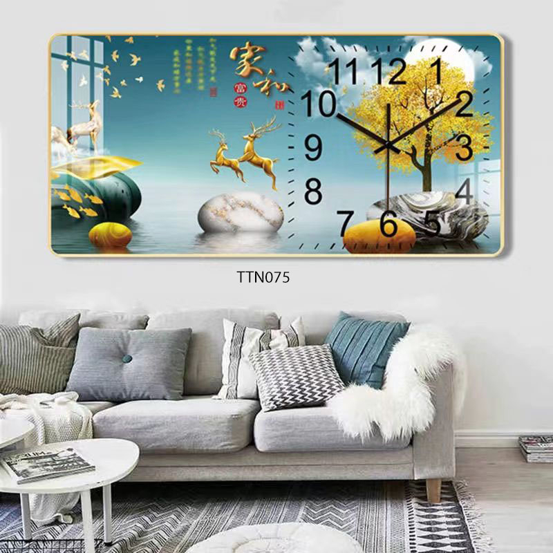 Tranh Đồng Hồ Tráng Gương 5D Khung Cảnh Trìu Tượng - Simple House, Trang Trí Phòng Khách,Decor Phòng Làm Việc.