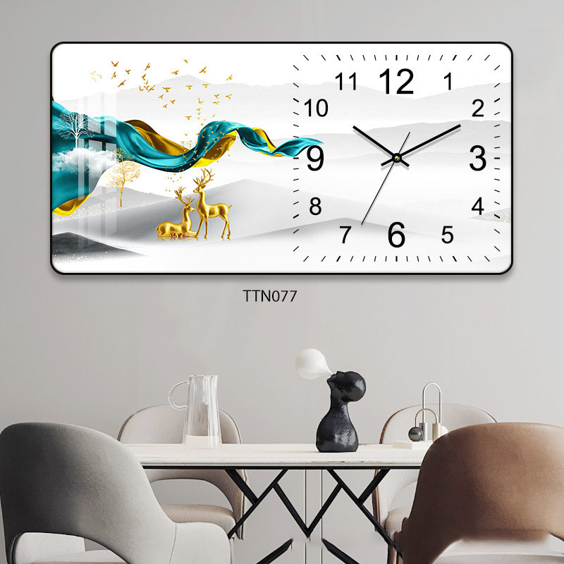 Tranh Đồng Hồ Tráng Gương 5D Khung Cảnh Trìu Tượng - Simple House, Trang Trí Phòng Khách,Decor Phòng Làm Việc.