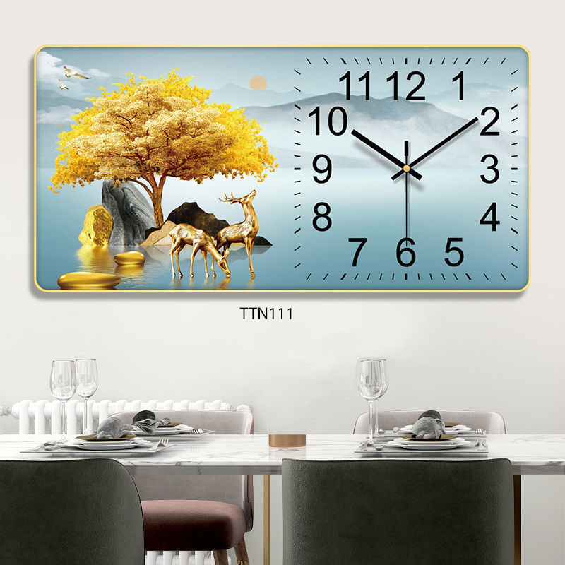 Tranh Đồng Hồ Tráng Gương 5D Khung Cảnh Trìu Tượng May Mắn - Simple House, Trang Trí Phòng Khách, Decor Phòng Làm Việc.