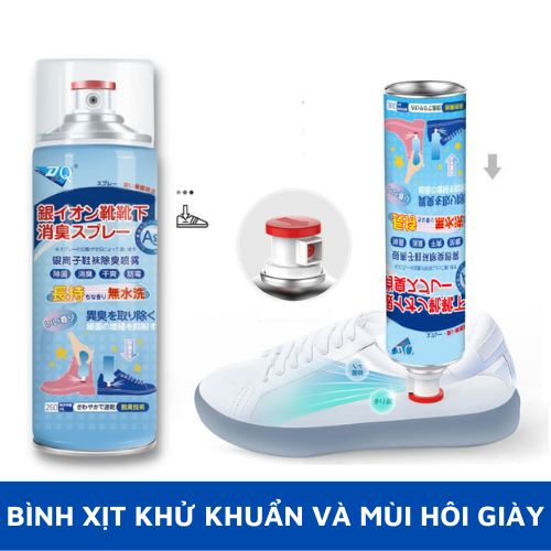 Chai xịt khử mùi hôi giày dép Nano bạc, xịt khử mùi hôi chân khó chịu lên đến 24h - dung tích 260ml - Huy Tưởng