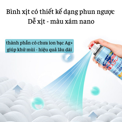 Chai xịt khử mùi hôi giày dép Nano bạc, xịt khử mùi hôi chân khó chịu lên đến 24h - dung tích 260ml - Huy Tưởng