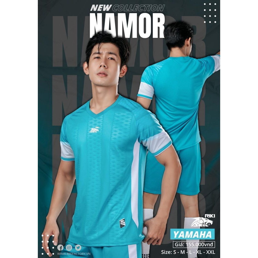 Đồ đá banh không logo RIKI NAMOR màu Yamha CÓ IN tên số theo yêu cầu