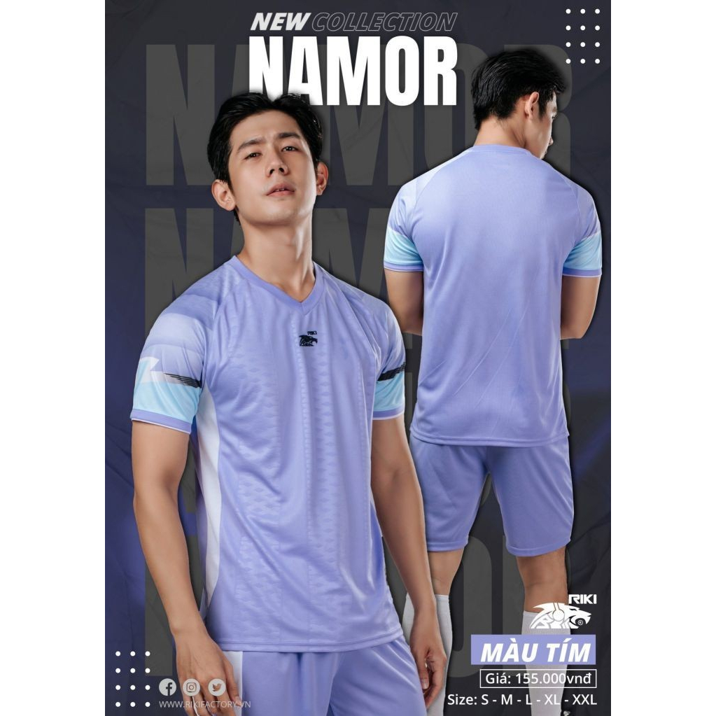 Đồ đá banh không logo RIKI NAMOR màu tím CÓ IN tên số theo yêu cầu