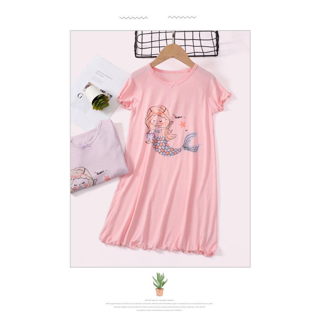 Đầm, váy thun cộc tay chất cotton lạnh cho bé Gái - hãng MAMDADKIDS