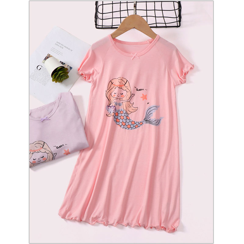 Đầm, váy thun cộc tay chất cotton lạnh cho bé Gái - hãng MAMDADKIDS