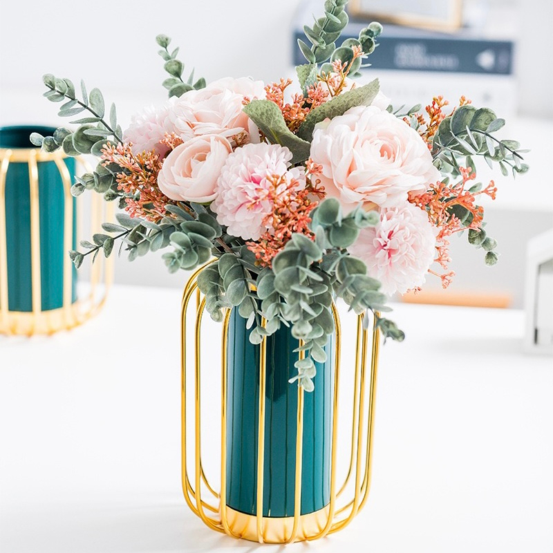Bình hoa thuỷ tinh decor QShop Decor khung thép ống nghiệm độc đáo , lọ hoa trang trí phòng khách phong cách Bắc Âu