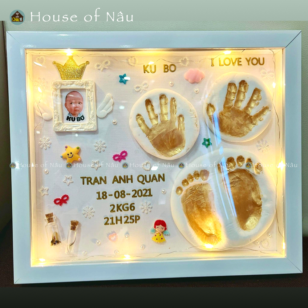Bộ in dấu chân tay cho bé, lưu giữ khoảng khắc, Khung in dấu chân tay an toàn cho bé NAU T2