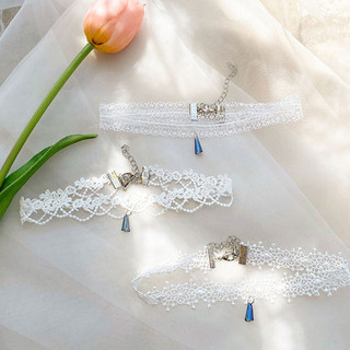 Vòng cổ ren trắng đính đá, choker ren trắng tiểu thư sang chảnh B40