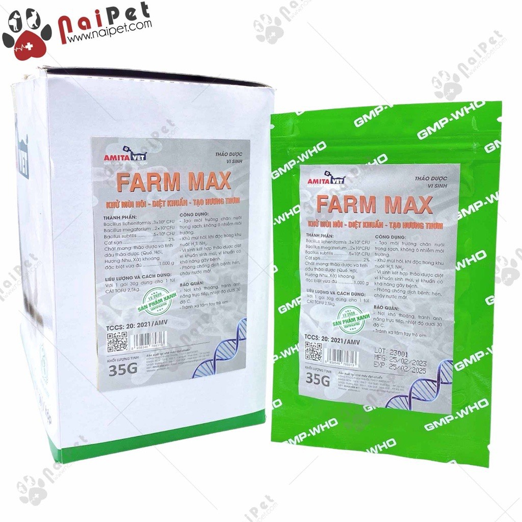 Men Khử Mùi Diệt Khuẩn Tạo Hương Cát Vệ Sinh Farm Max 35g Amitavet