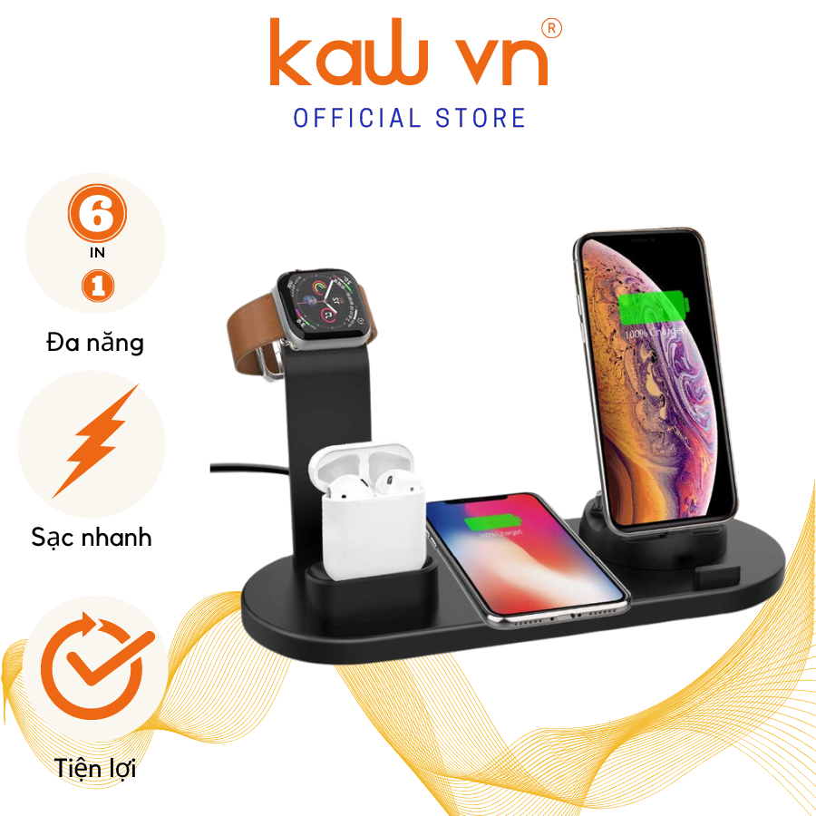 Sạc không dây sạc nhanh đa năng WS5 6in1 cho iphone, samsung KAW VIETNAM