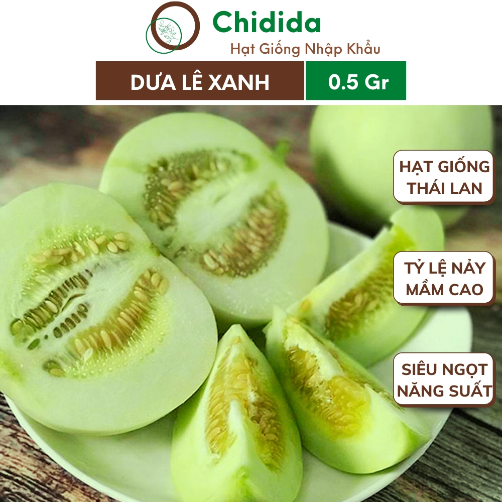 Hạt giống dưa lê Chidida giống dưa lê ngọc bích siêu ngọt giống F1 Thái Lan chịu nhiệt kháng bệnh tốt gói 0.5g