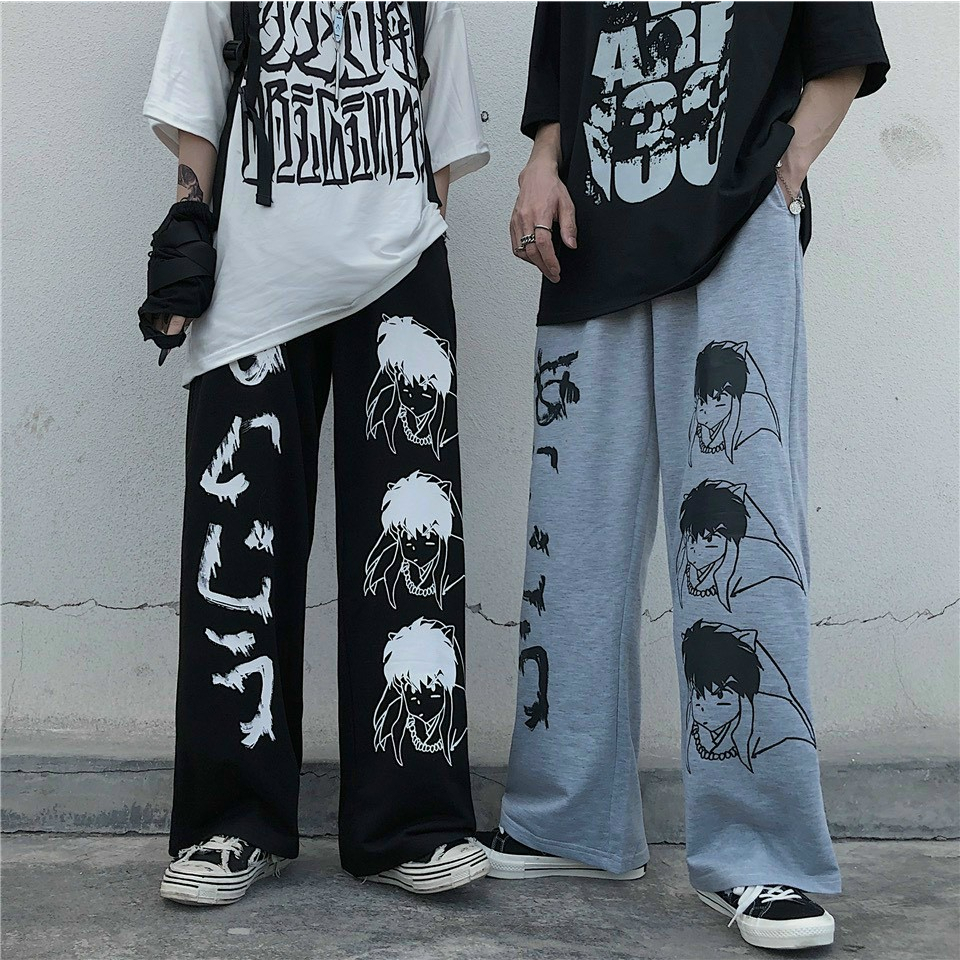 Quần Nỉ  hoạt hình Ống Rộng Dáng Suông Ulzzang - Kiểu quần dây rút thắt gấu Unisex  DT-SHOP