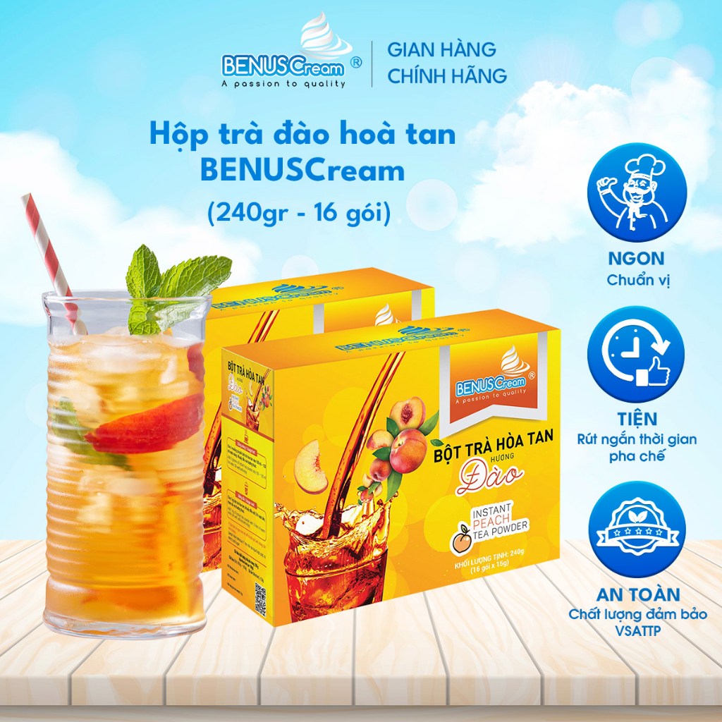 BỘT TRÀ ĐÀO HÒA TAN - 240 GRAM - 16 GÓI