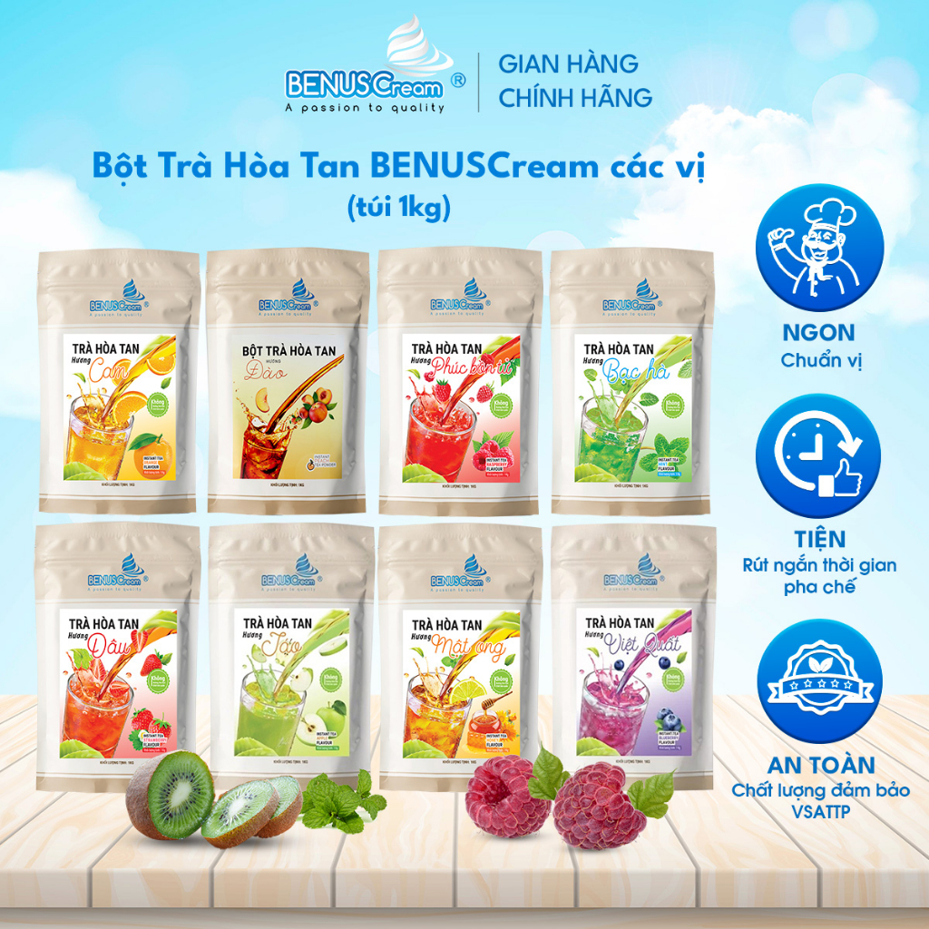 Bột Trà Hòa Tan BENUSCream các vị túi 1kg