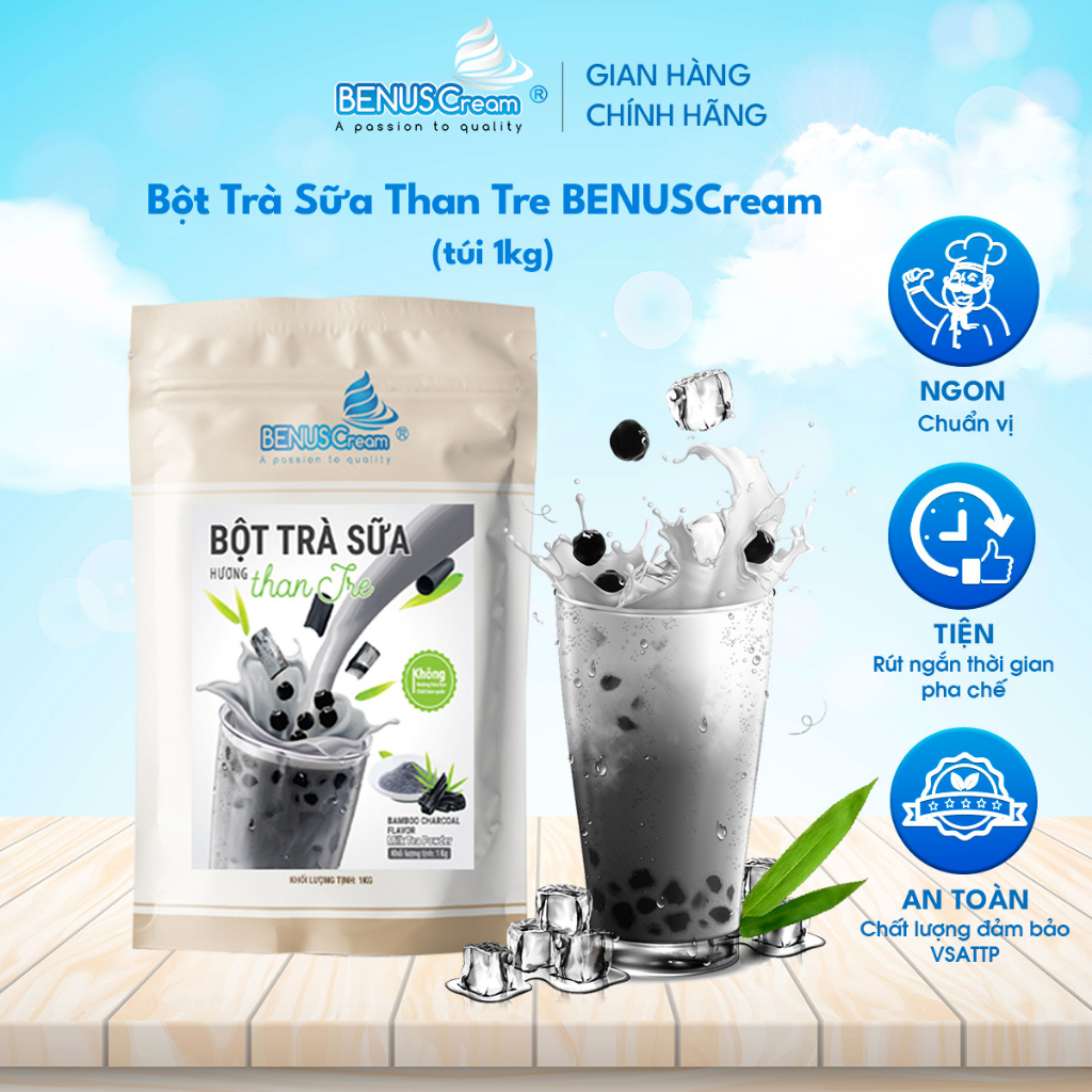 Bột Trà sữa Than Tre - Bột Trà Sữa Hòa Tan Than Tre Benuscream 1kg