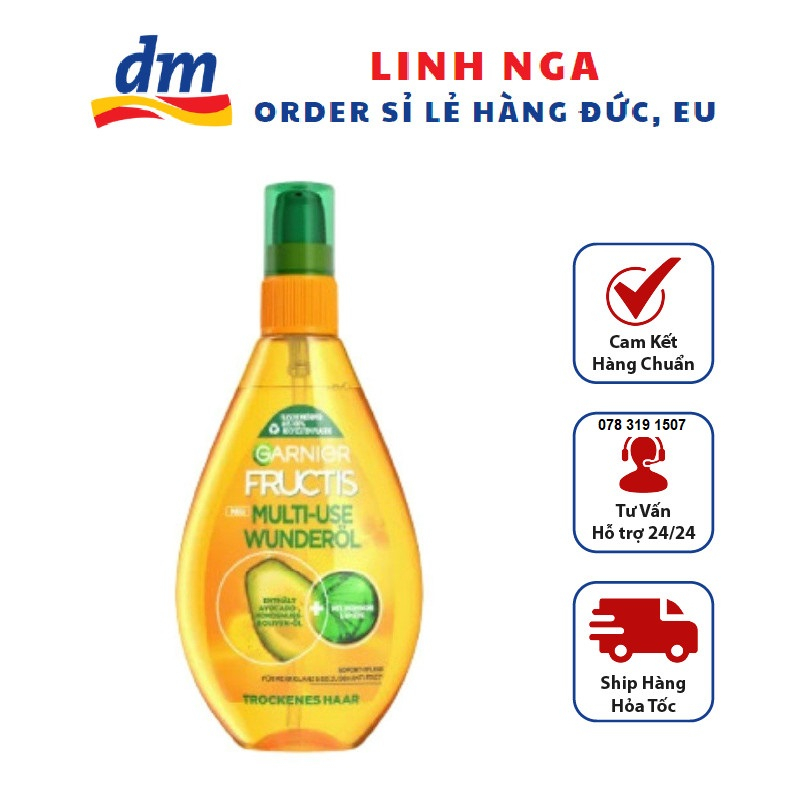 Tinh dầu dưỡng tóc Garnier Fructis siêu phục hồi tóc bóng mượt không bết dính giữ nếp - Nội địa Đức