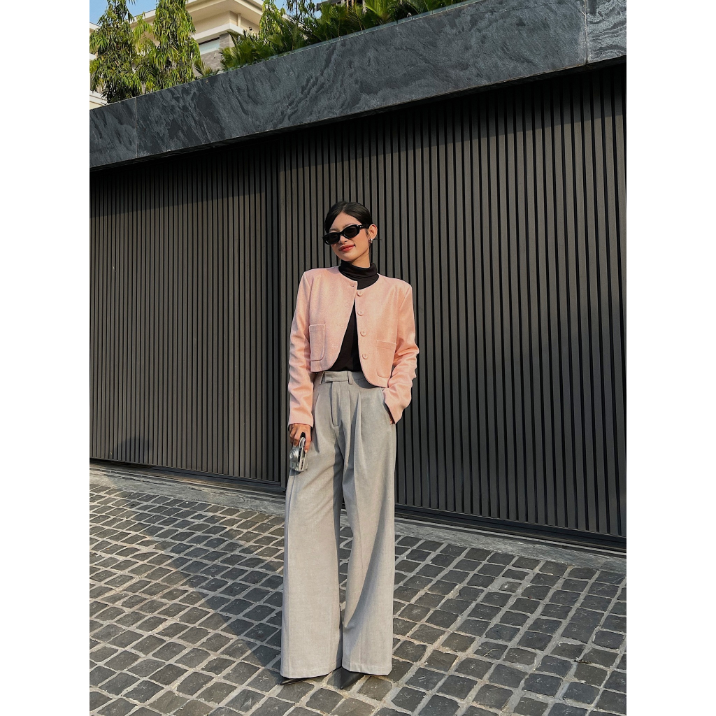 MAVEN - Quần tây xám dáng đứng ống rộng Rosia Pants