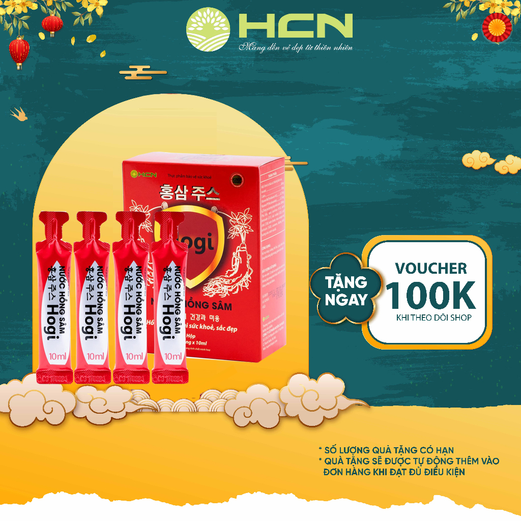 Nước Hồng Sâm Hogi HCN Hộp 20 Ống 10ml Tăng Cường Sức Khỏe, Kéo Dài Tuổi Xuân