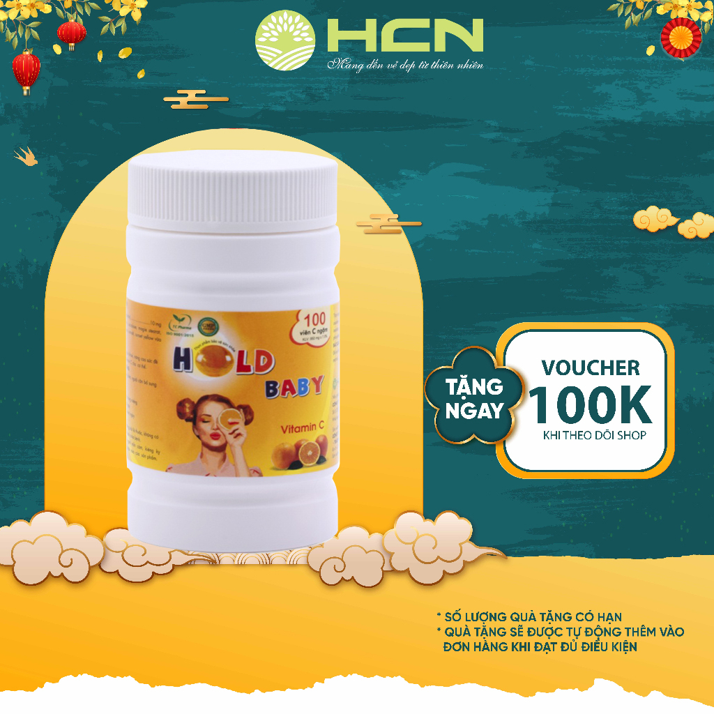 Viên Ngậm Hold HCN Baby Bổ Sung Vitamin C Hỗ Trợ Tăng Sức Đề Kháng 100 Viên