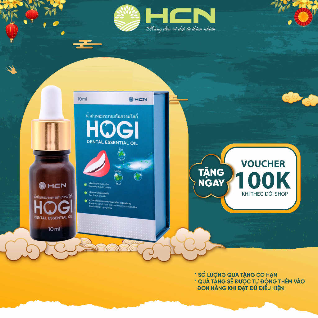 Tinh Dầu Răng Miệng Hogi HCN Dental Essential Oil Giúp Khử Mùi Hôi Sạch Miệng Hiệu Quả 10ml