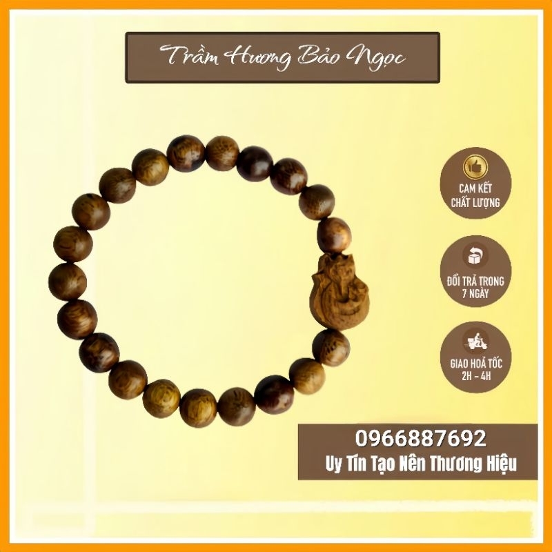 Vòng Tay Trầm Tốc 8ly Mix Chamr Hồ Ly Ôm Sen - N322