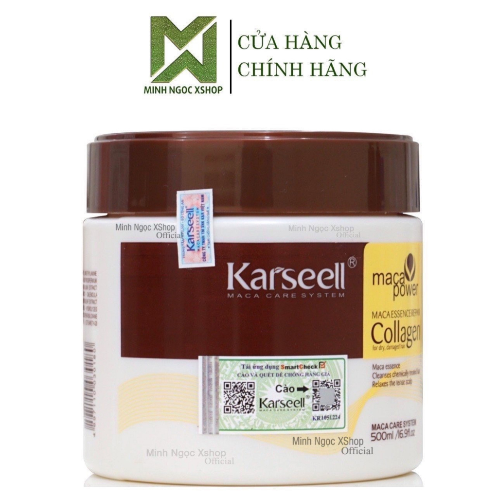 Kem ủ tóc phục hồi siêu mượt Collagen Karseell Maca 500ML, tóc đẹp chuẩn salon ngay tại nhà