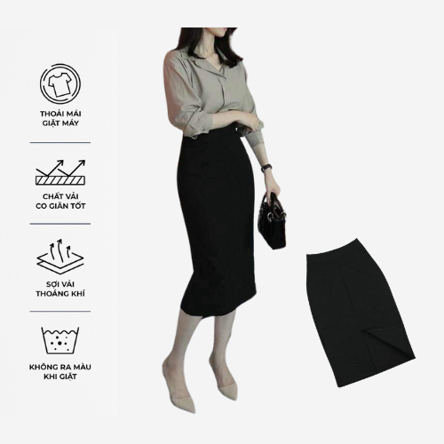 Chân váy bút chì công sở, chất UMI cực đẹp, form cực tôn dáng - Dài 75cm