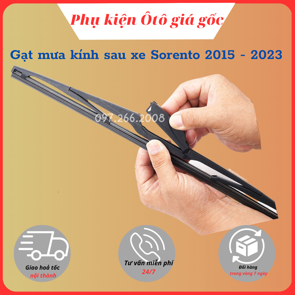 Gạt mưa sau xe, gạt mưa kính hậu xe Kia Sorento 2015 - 2023, gạt mềm silicon, chuẩn theo xe