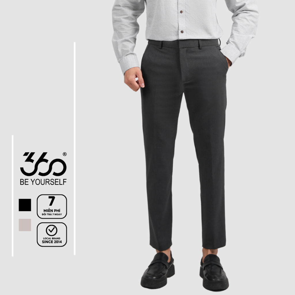 Quần âu nam dáng Tapered trẻ trung thương hiệu 360 Boutique Made in Vietnam - QATTK401