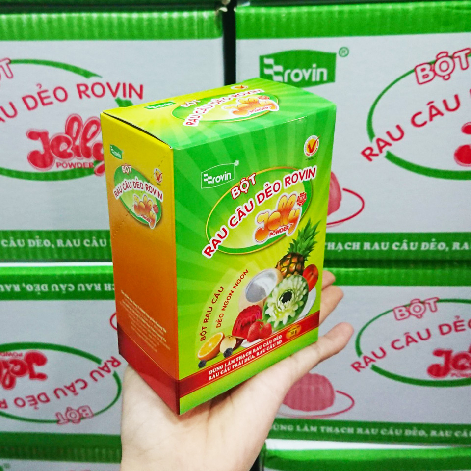BỘT RAU CÂU DẺO ROVIN JELLY HOÀNG YẾN - hộp 120gr (12 gói x 10gr )