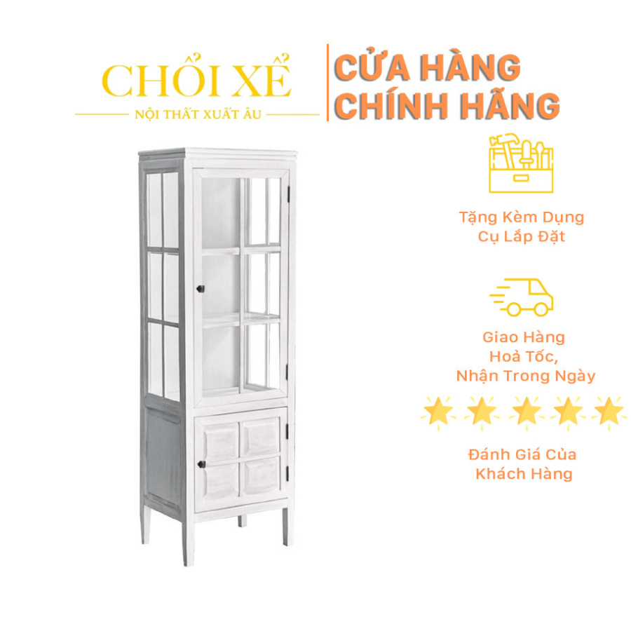 Tủ Kính Trưng Bày Hawthorne Màu Trắng - Chổi Xể