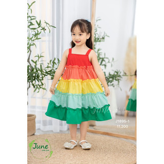 Váy June J1895(màu 2) - Thiết kế sắc màu rainbow cho mùa hè rực rỡ, chất liệu thô cotton mềm mại thấm hút mồ hôi