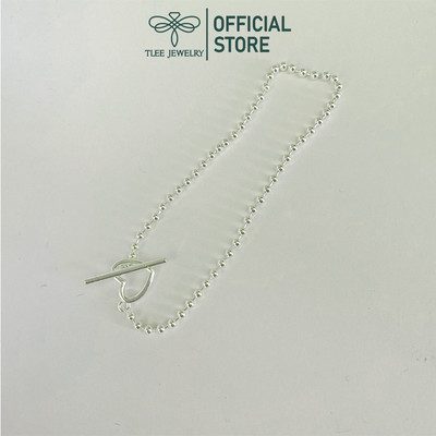 Lắc tay bạc nữ TLEE, vòng tay hạt bi nhỏ chốt tim cài nữ tính TLEE JEWELRY LT0302