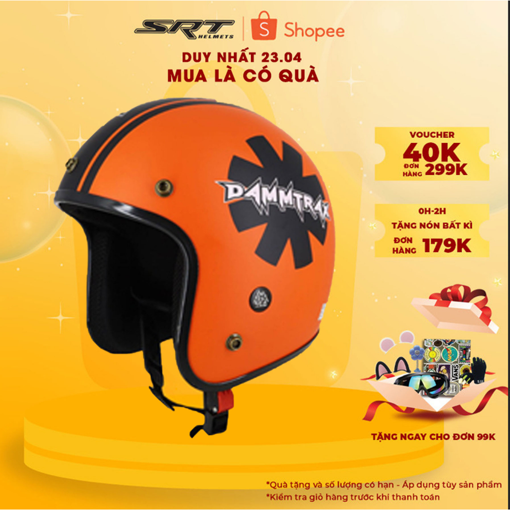 Mũ bảo hiểm 3/4 SRT tem DAMMTRAX siêu chất - SRT HELMETS