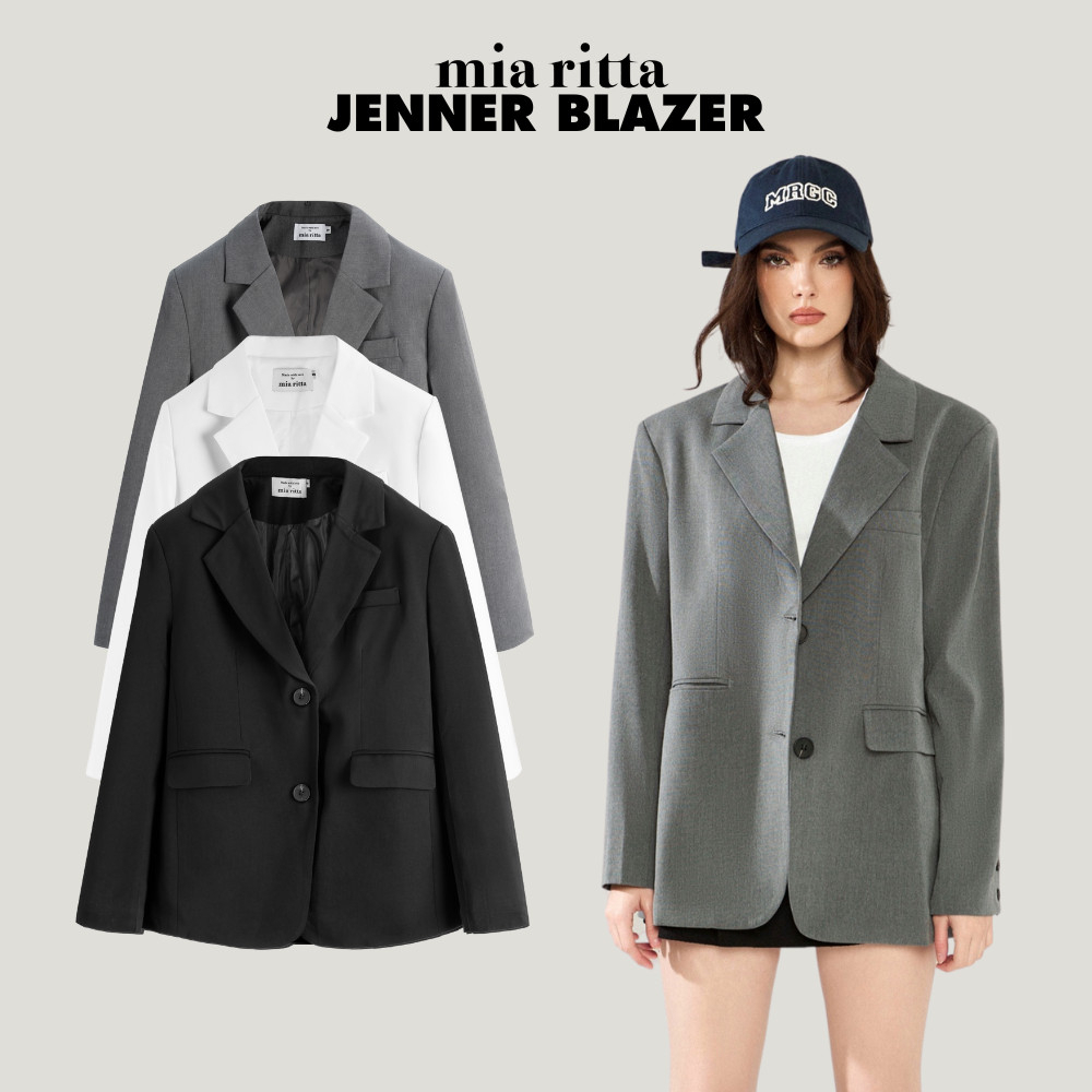 Áo Blazer dáng dài form rộng Jenner Mia Ritta A2145 áo khoác vest dáng đứng oversize