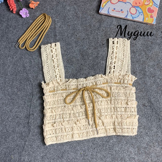 Áo ren croptop 2 dây cánh tiên phối dây nơ ngực