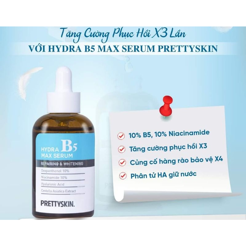 Serum phục hồi, dưỡng trắng b5 Hydra b5 Max Serum Repairing & Whitening Prettyskin, Tinh chất phục hồi B5