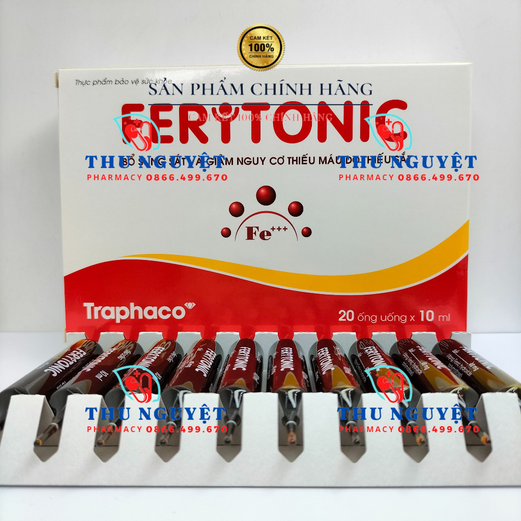 FERITONIC Traphaco hộp 20 ống - Bổ sung sắt, phòng thiếu máu do thiếu sắt