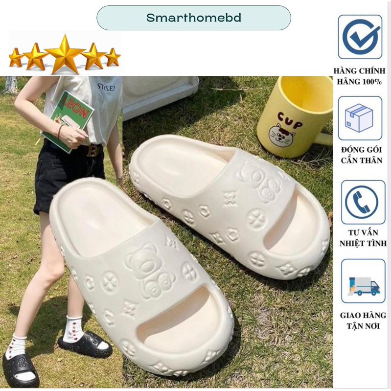Dép bánh mì quai ngang hoạ tiết gấu TEDDY in nổi